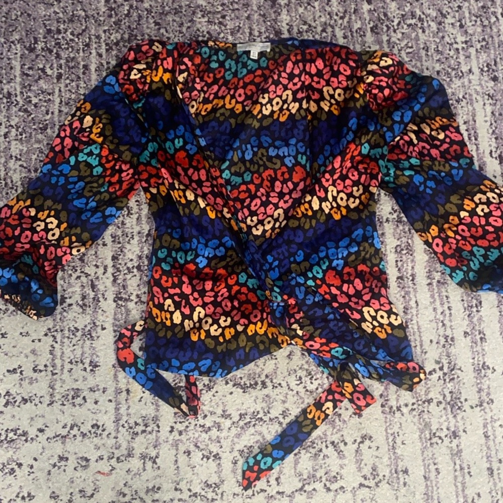 Colorful Floral Wrap Top